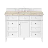 Brittany 48" Single Vanity in Bright White, w/ 3 CM Tajnar Eclos Top w/FreePower Wireless Charger