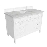 Brittany 48" Single Vanity, Bright White w/ 3 CM Victorian Silver Silestone Top w/FreePower Wireless Charger
