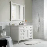 Brittany 48" Single Vanity, Bright White w/ 3 CM Victorian Silver Silestone Top w/FreePower Wireless Charger