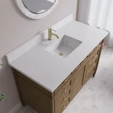 Brittany 48" Single Vanity, Pecan w/ Single Hole 3 CM White Zeus Silestone Top and Matching Backsplash