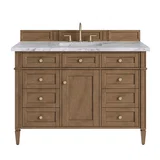 Brittany 48" Single Vanity, Pecan w/ 3 CM Carrara Marble Top