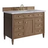 Brittany 48" Single Vanity, Pecan w/ 3 CM Carrara Marble Top