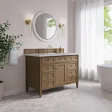 Brittany 48" Single Vanity, Pecan w/ 3 CM Carrara Marble Top