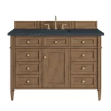 Brittany 48" Single Vanity, Pecan w/ 3 CM Charcoal Soapstone Silestone Top