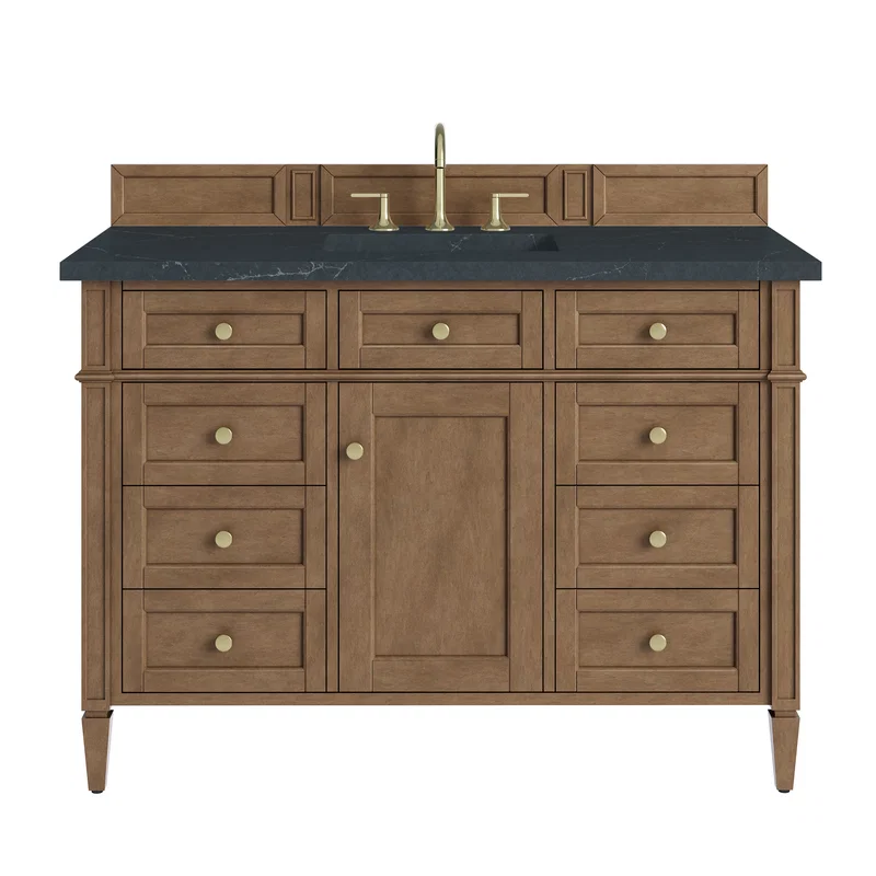 Brittany 48" Single Vanity, Pecan w/ 3 CM Charcoal Soapstone Silestone Top