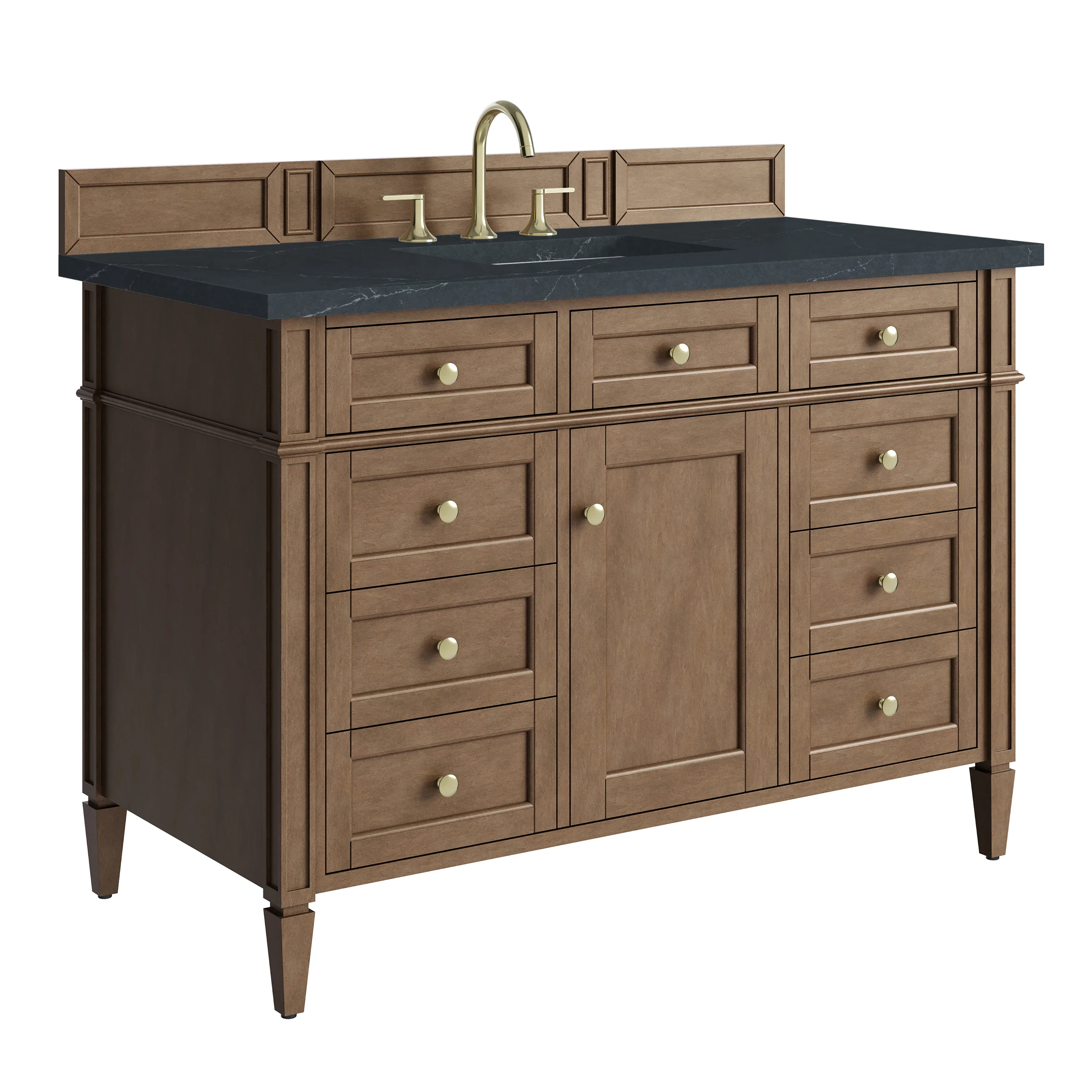 Brittany 48" Single Vanity, Pecan w/ 3 CM Charcoal Soapstone Silestone Top