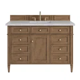 Brittany 48" Single Vanity, Pecan w/ 3 CM Eternal Jasmine Pearl Silestone Top