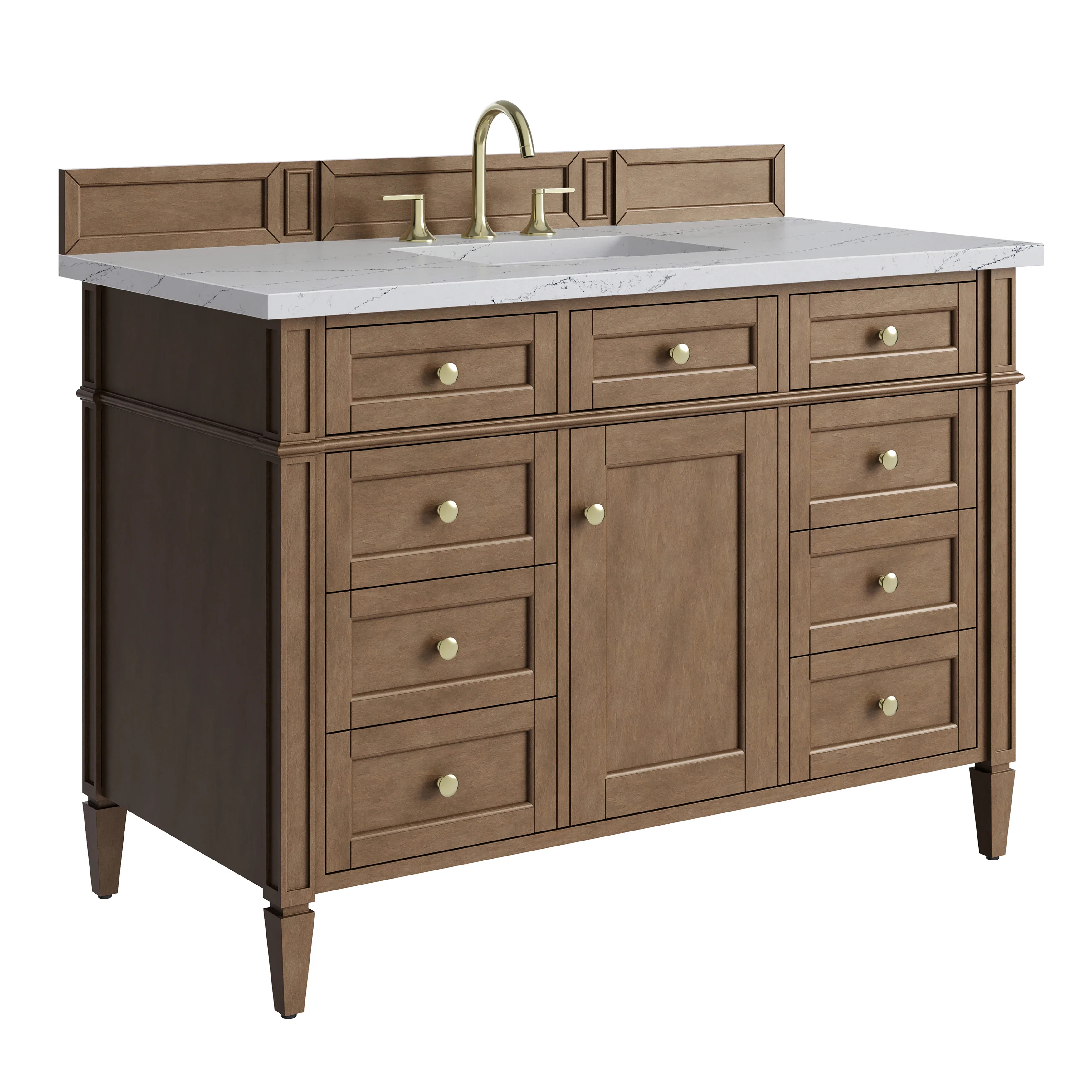Brittany 48" Single Vanity, Pecan w/ 3 CM Ethereal Noctis Silestone Top