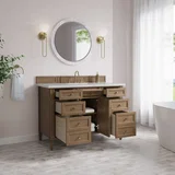 Brittany 48" Single Vanity, Pecan w/ 3 CM Ethereal Noctis Silestone Top