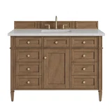 Brittany 48" Single Vanity, Pecan w/ 3 CM Lime Delight Silestone Top