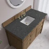 Brittany 48" Single Vanity, Pecan w/ 3 CM Parisien Bleu Silestone Top