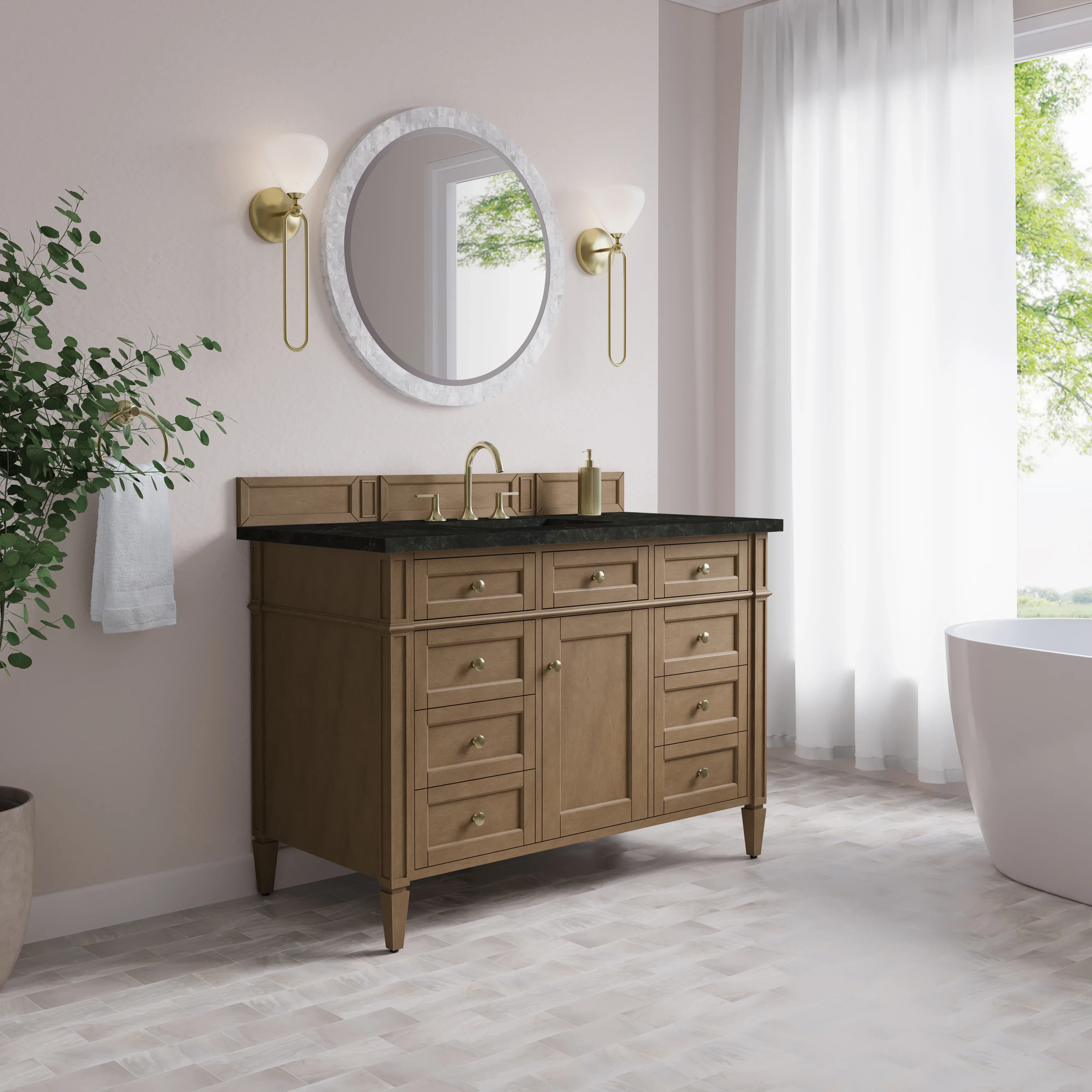 Brittany 48" Single Vanity, Pecan w/ 3 CM Phantome Eclos Top