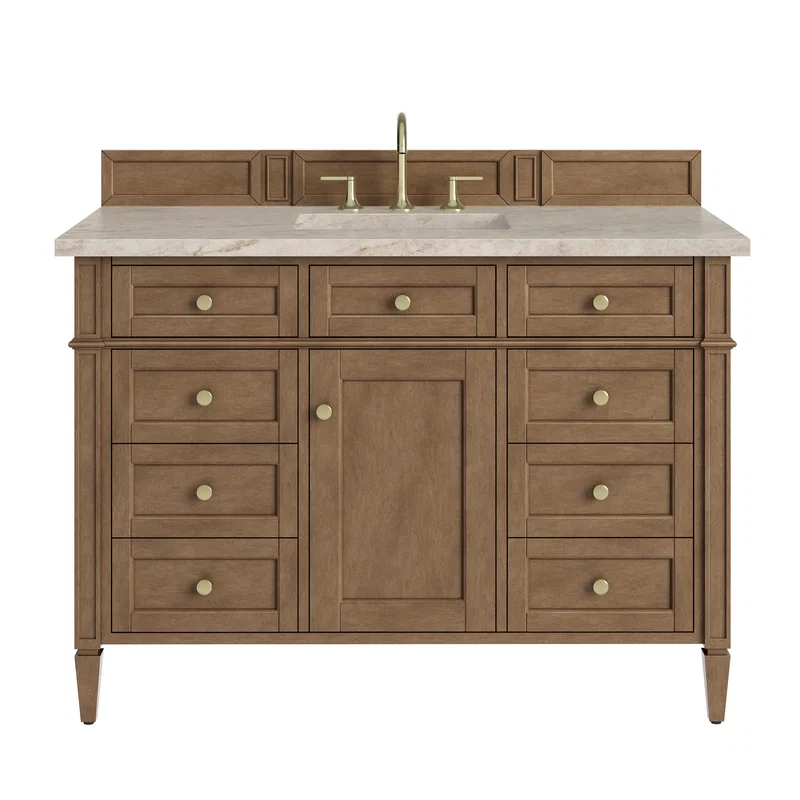 Brittany 48" Single Vanity, Pecan w/ 3 CM Tajnar Eclos Top