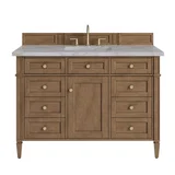 Brittany 48" Single Vanity, Pecan w/ 3 CM Victorian Silver Silestone Top