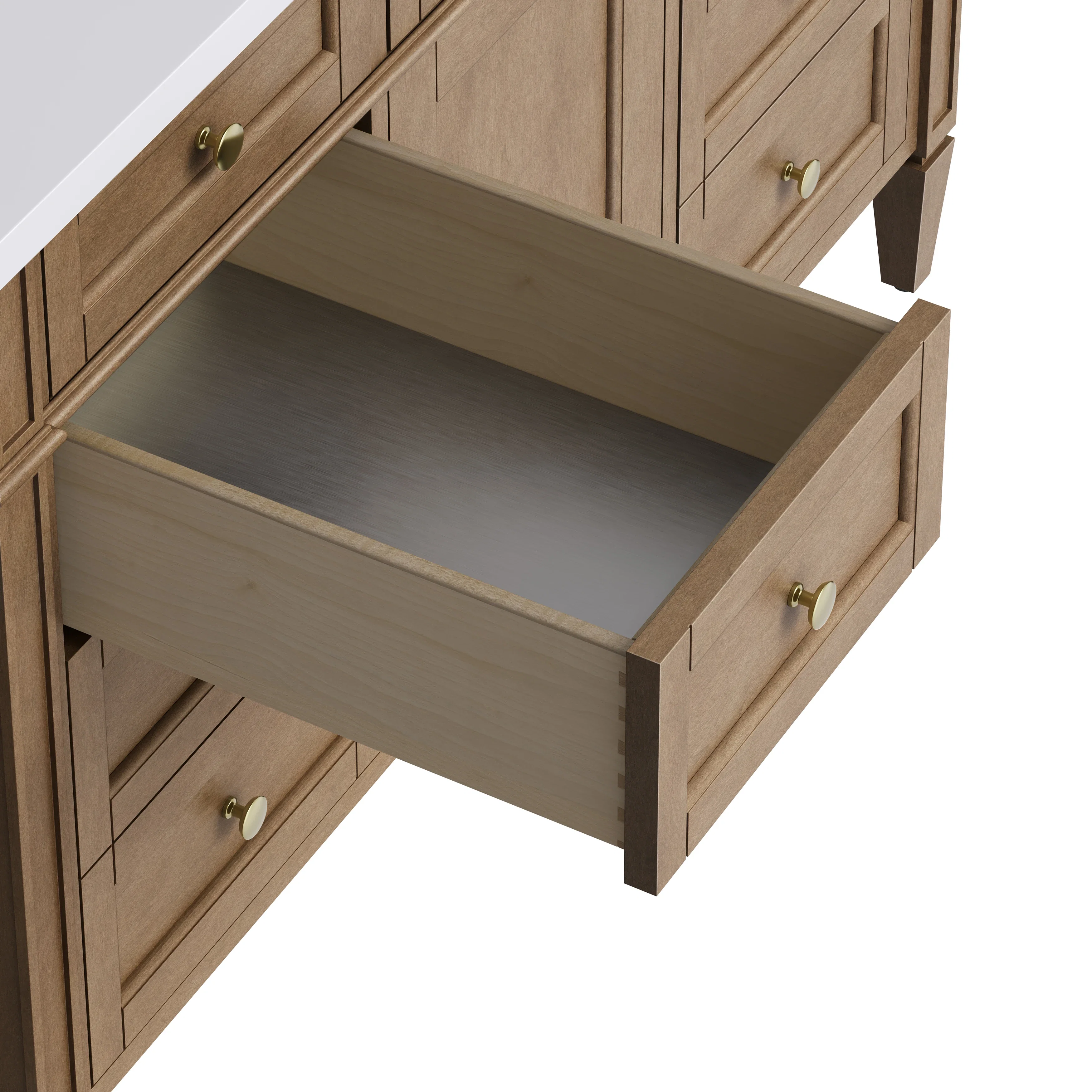 Brittany 48" Single Vanity, Pecan w/ 3 CM Victorian Silver Silestone Top