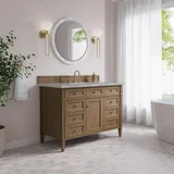 Brittany 48" Single Vanity, Pecan w/ 3 CM Victorian Silver Silestone Top