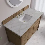 Brittany 48" Single Vanity, Pecan w/ 3 CM Victorian Silver Silestone Top