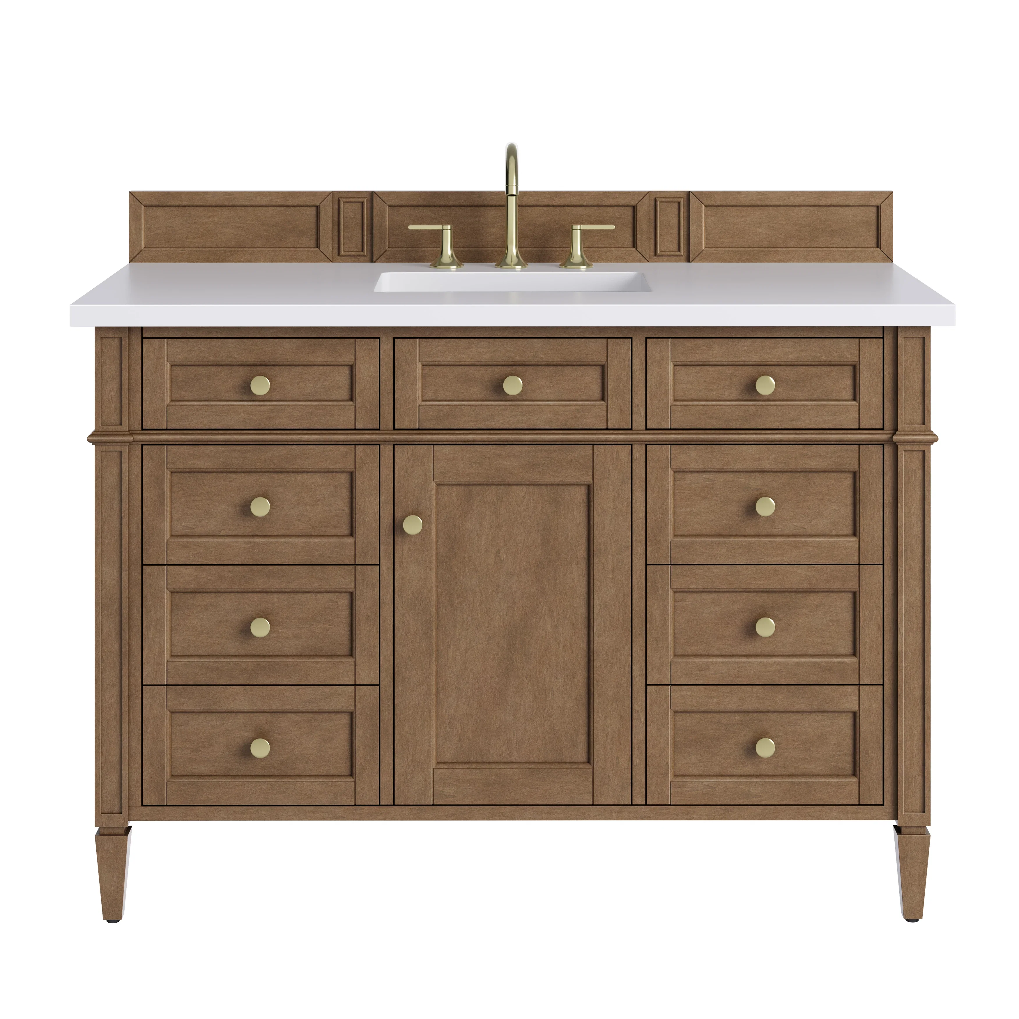 Brittany 48" Single Vanity, Pecan w/ 3 CM White Zeus Silestone Top