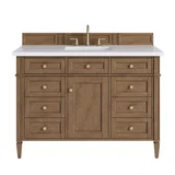 Brittany 48" Single Vanity, Pecan w/ 3 CM White Zeus Silestone Top