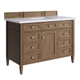Brittany 48" Single Vanity, Pecan w/ 3 CM White Zeus Silestone Top