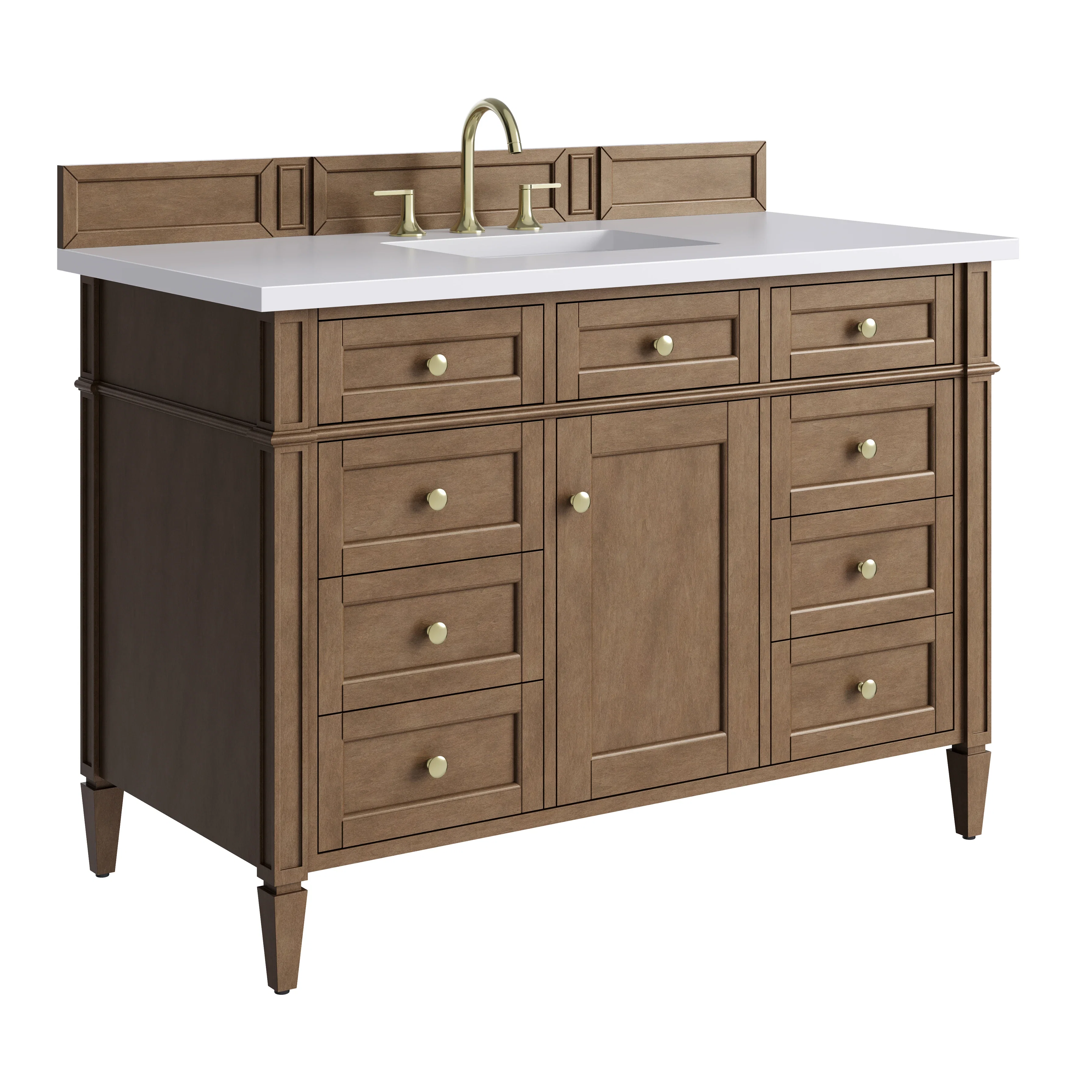 Brittany 48" Single Vanity, Pecan w/ 3 CM White Zeus Silestone Top