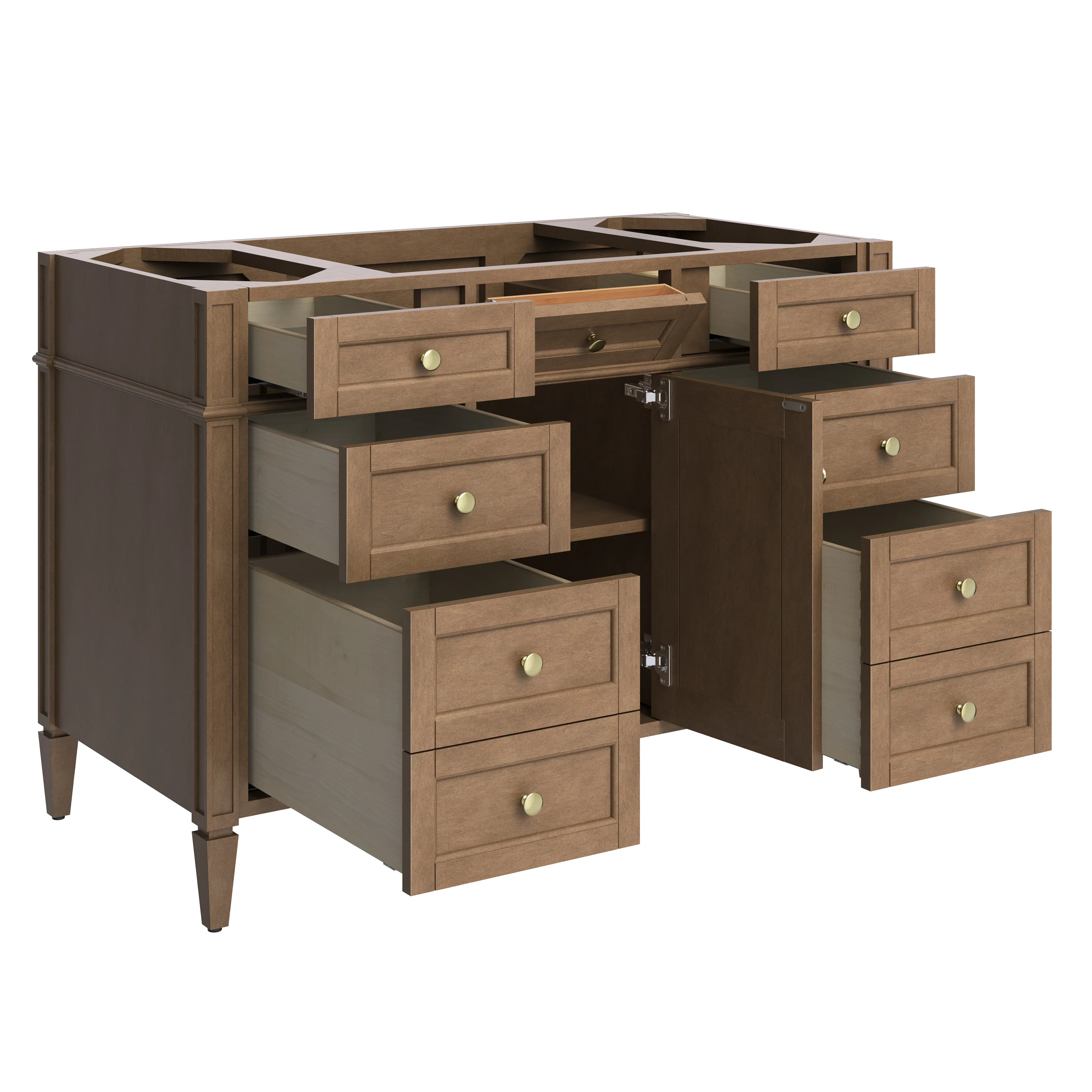 Brittany 48" Single Vanity, Pecan w/ 3 CM Eternal Jasmine Pearl Silestone Top w/FreePower Wireless Charger