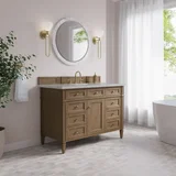 Brittany 48" Single Vanity, Pecan w/ 3 CM Eternal Jasmine Pearl Silestone Top w/FreePower Wireless Charger