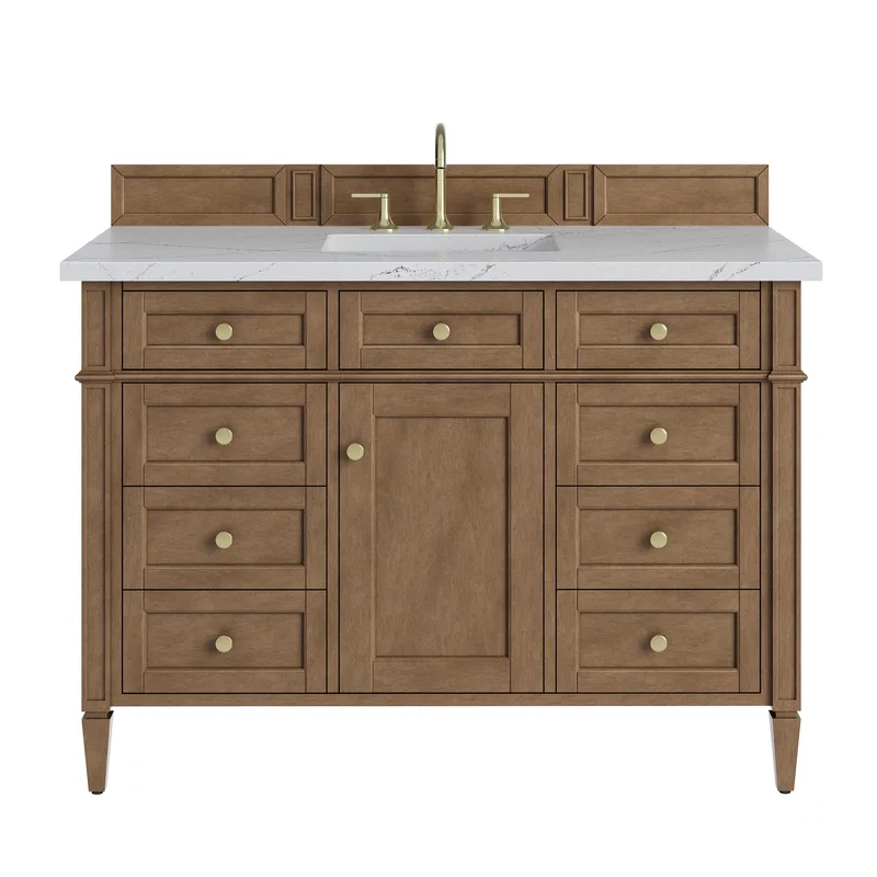 Brittany 48" Single Vanity, Pecan w/ 3 CM Ethereal Noctis Silestone Top w/FreePower Wireless Charger