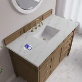 Brittany 48" Single Vanity, Pecan w/ 3 CM Ethereal Noctis Silestone Top w/FreePower Wireless Charger