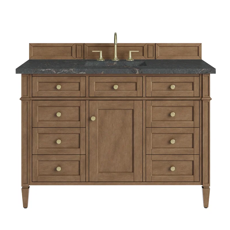 Brittany 48" Single Vanity, Pecan w/ 3 CM Parisien Bleu Silestone Top w/FreePower Wireless Charger