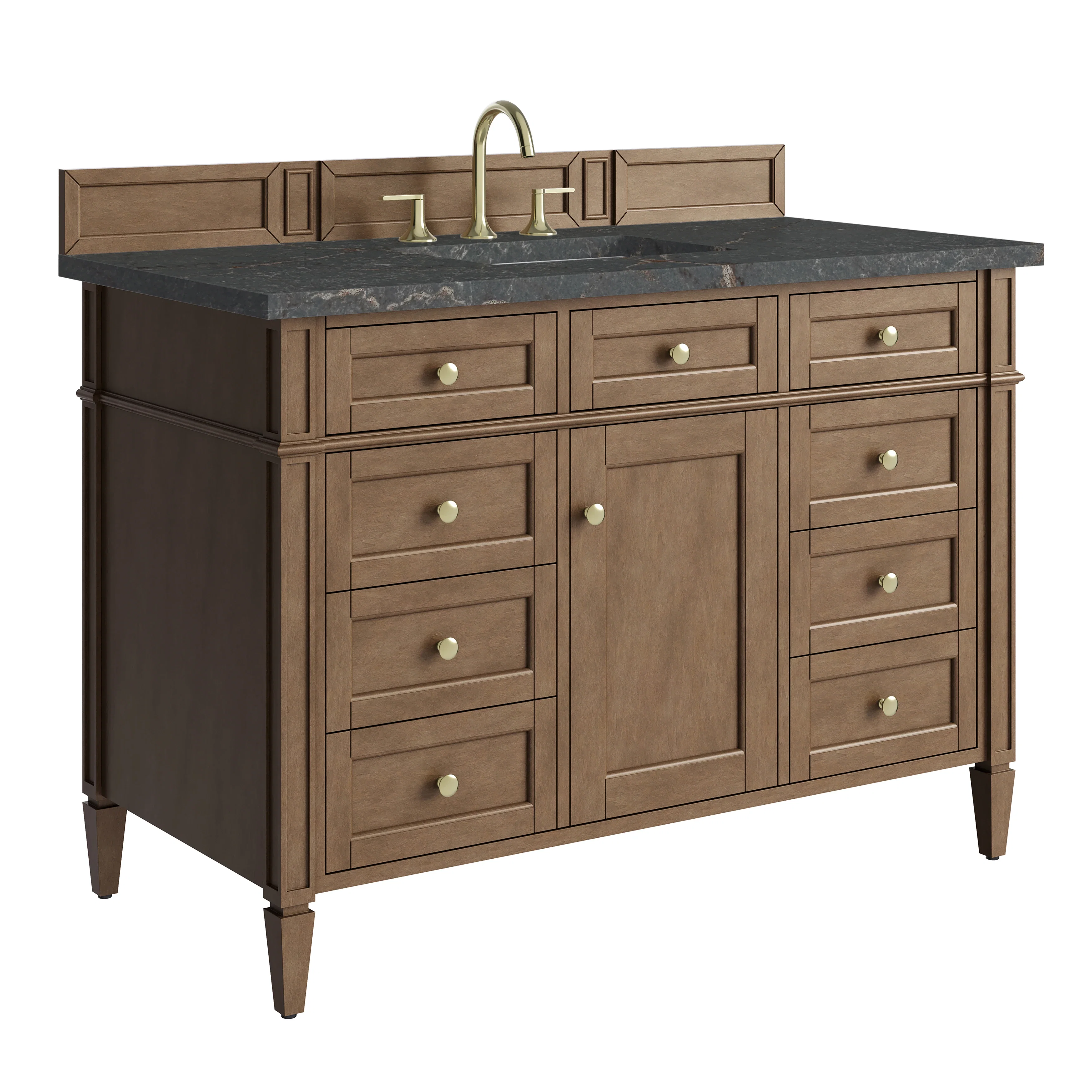 Brittany 48" Single Vanity, Pecan w/ 3 CM Parisien Bleu Silestone Top w/FreePower Wireless Charger