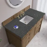 Brittany 48" Single Vanity, Pecan w/ 3 CM Parisien Bleu Silestone Top w/FreePower Wireless Charger