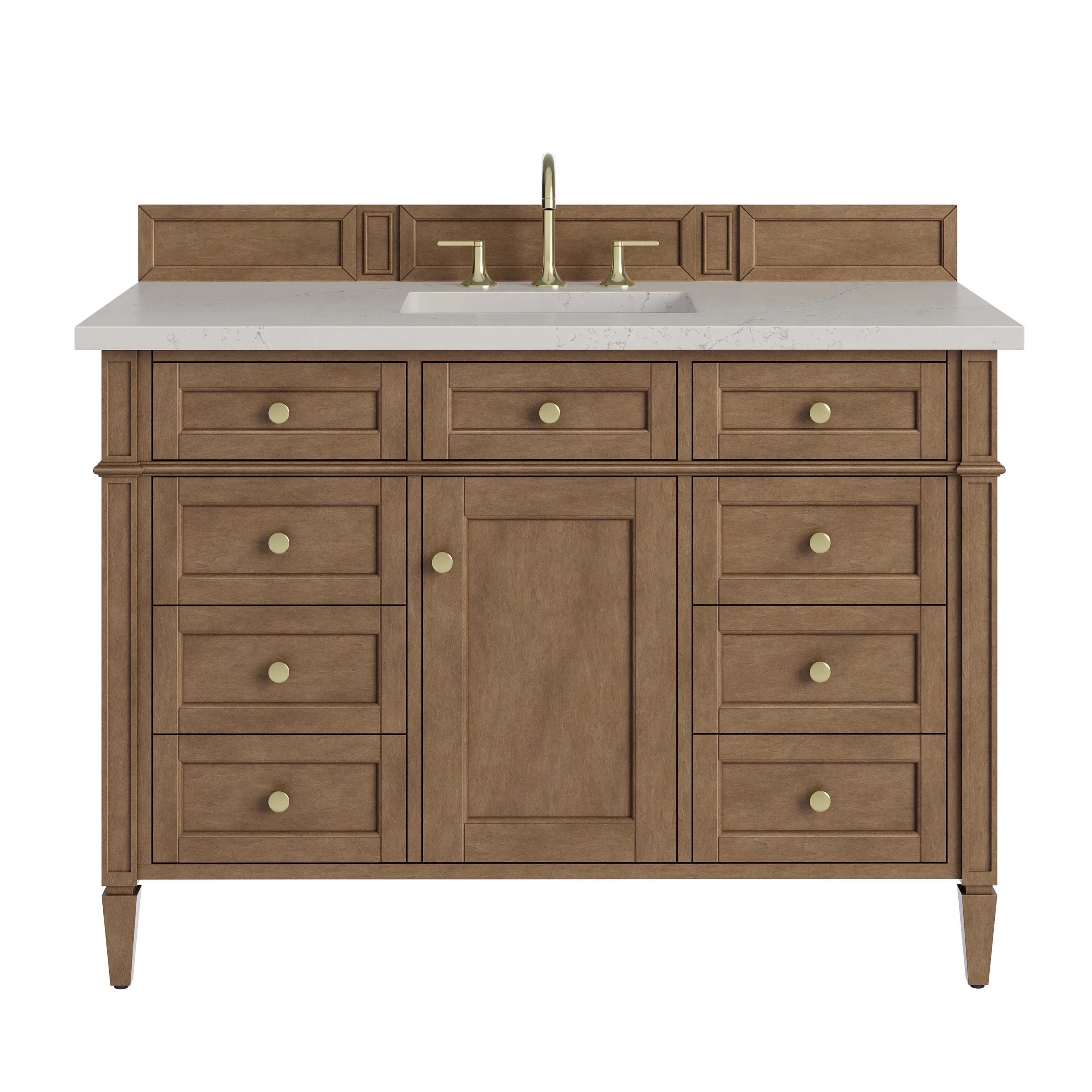 Brittany 48" Single Vanity, Pecan w/ 3 CM Siberian Silestone Top w/FreePower Wireless Charger