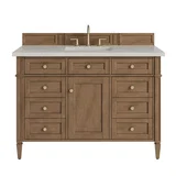 Brittany 48" Single Vanity, Pecan w/ 3 CM Siberian Silestone Top w/FreePower Wireless Charger