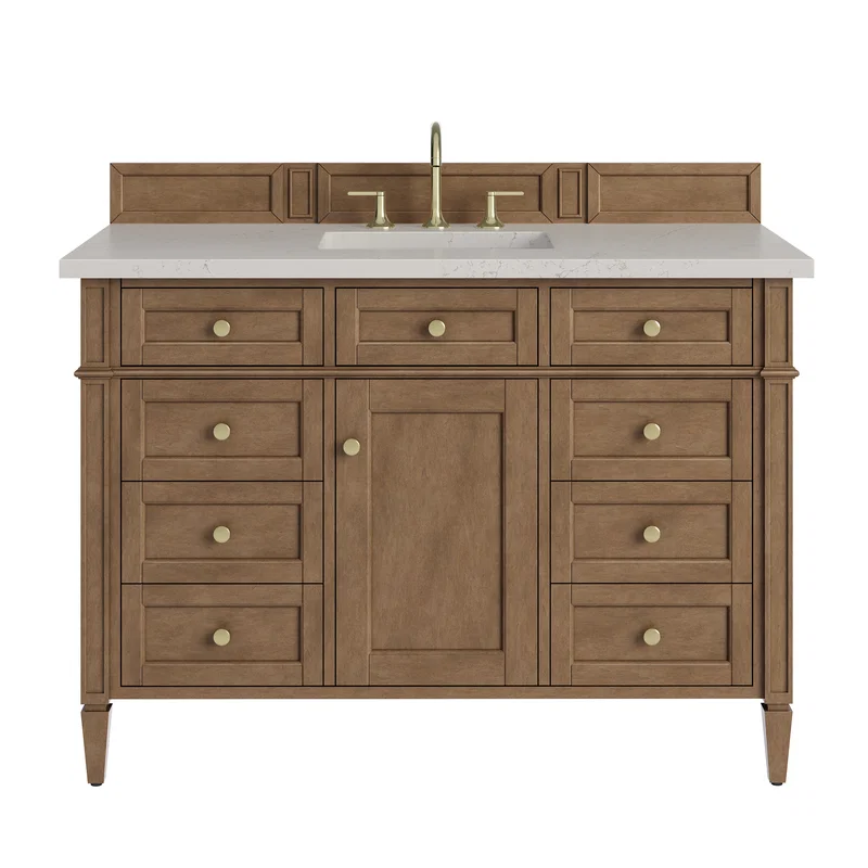 Brittany 48" Single Vanity, Pecan w/ 3 CM Siberian Silestone Top w/FreePower Wireless Charger