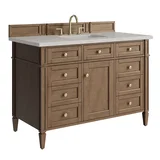 Brittany 48" Single Vanity, Pecan w/ 3 CM Siberian Silestone Top w/FreePower Wireless Charger