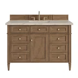 Brittany 48" Single Vanity, Pecan w/ 3 CM Tajnar Eclos Top w/FreePower Wireless Charger