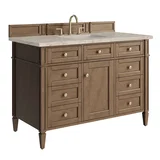 Brittany 48" Single Vanity, Pecan w/ 3 CM Tajnar Eclos Top w/FreePower Wireless Charger