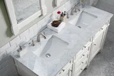 Brittany 60" Double Vanity, Bright White Vanity w/ 3 CM Carrara Marble Top