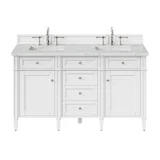 Brittany 60" Double Vanity, Bright White Vanity w/ 3 CM Ethereal Noctis Silestone Top