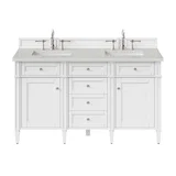 Brittany 60" Double Vanity, Bright White Vanity w/ 3 CM Lime Delight Silestone Top