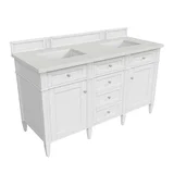 Brittany 60" Double Vanity, Bright White Vanity w/ 3 CM Lime Delight Silestone Top