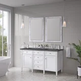 Brittany 60" Double Vanity, Bright White Vanity w/ 3 CM Parisien Bleu Silestone Top