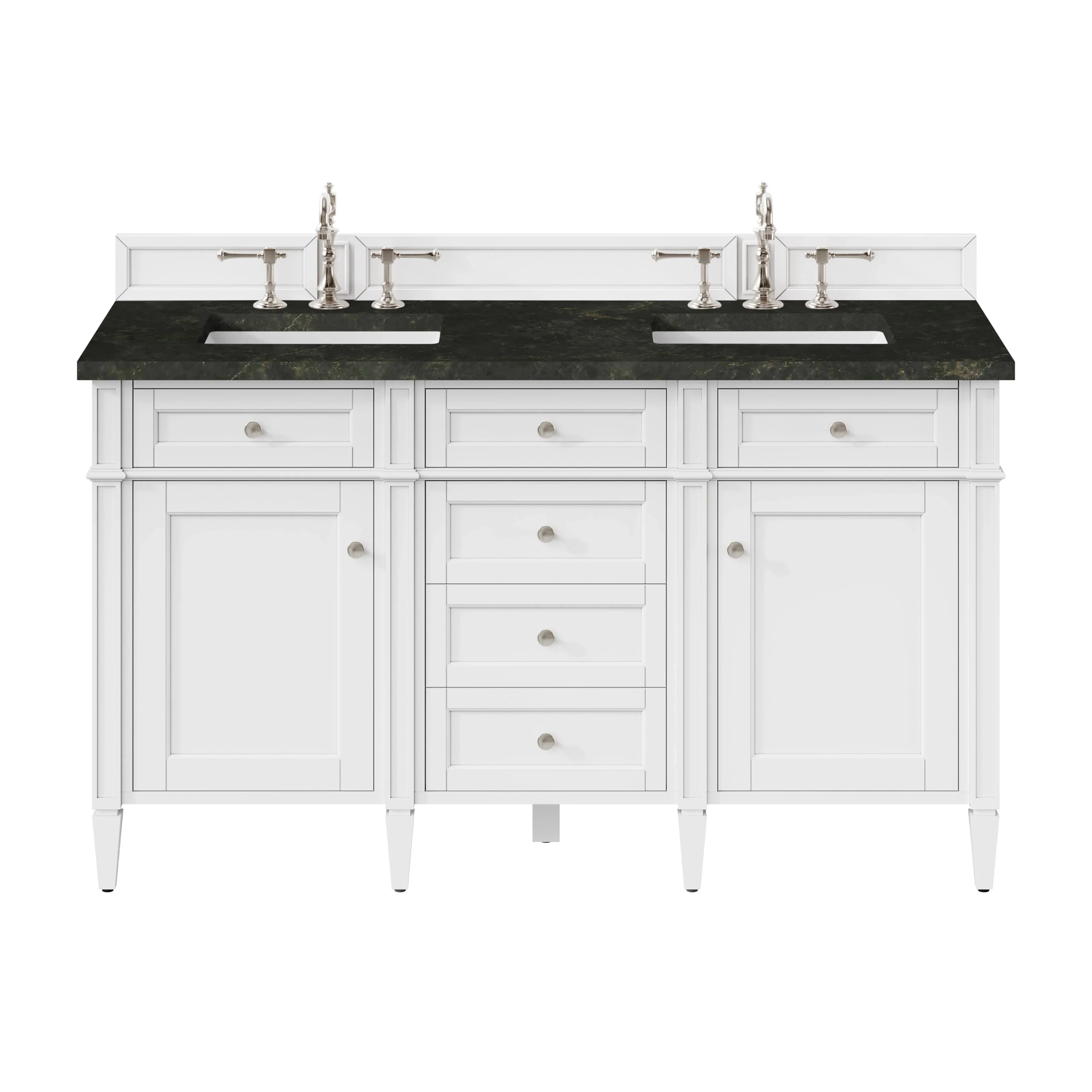 Brittany 60" Double Vanity in Bright White, w/ 3 CM Phantome Eclos Top