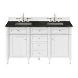 Brittany 60" Double Vanity in Bright White, w/ 3 CM Phantome Eclos Top