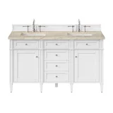 Brittany 60" Double Vanity in Bright White, w/ 3 CM Tajnar Eclos Top