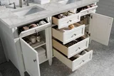 Brittany 60" Double Vanity, Bright White Vanity w/ 3 CM Victorian Silver Silestone Top