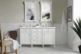 Brittany 60" Double Vanity, Bright White Vanity w/ 3 CM Ethereal Noctis Silestone Top w/FreePower Wireless Charger