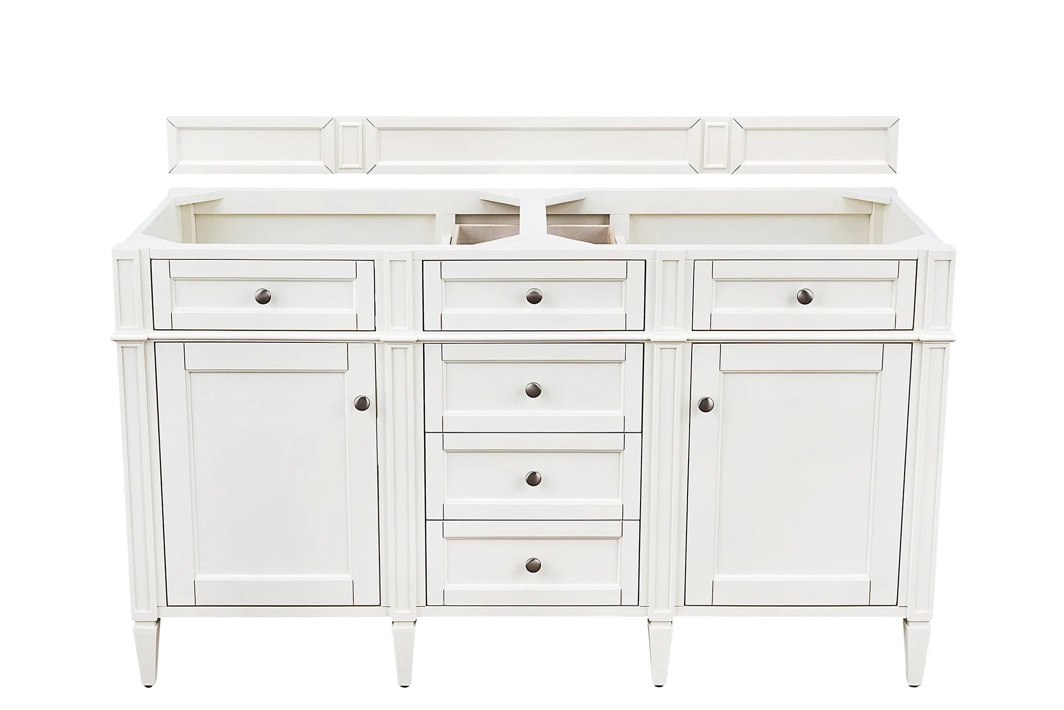 Brittany 60" Double Vanity in Bright White, w/ 3 CM Siberian Silestone Top w/FreePower Wireless Charger