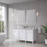 Brittany 60" Double Vanity in Bright White, w/ 3 CM Siberian Silestone Top w/FreePower Wireless Charger